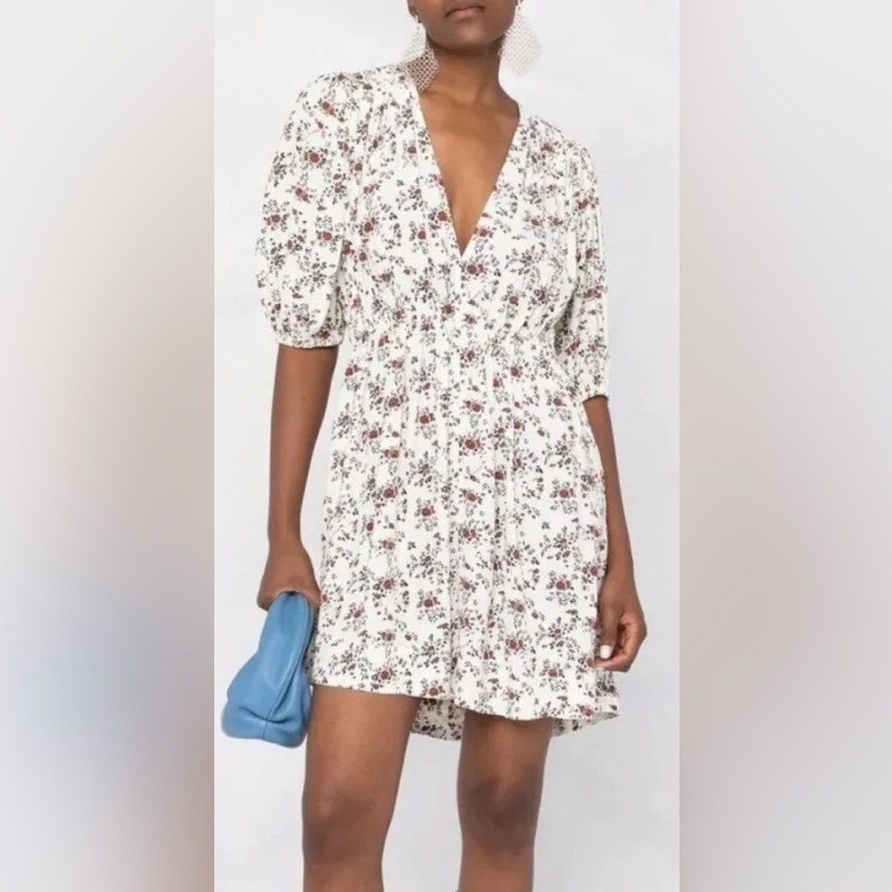 GANNI Floral Mini Dress with Pockets XS
